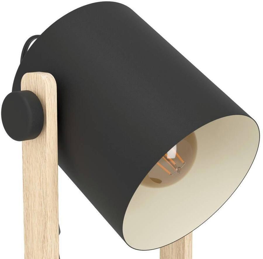 EGLO Tafellamp HORNWOOD Tischlampe Nachttischlampe Retro Industrial Stahl Holz Vintage tafellamp industrieel ontwerp retro nachtlamp (1 stuk) - Foto 2