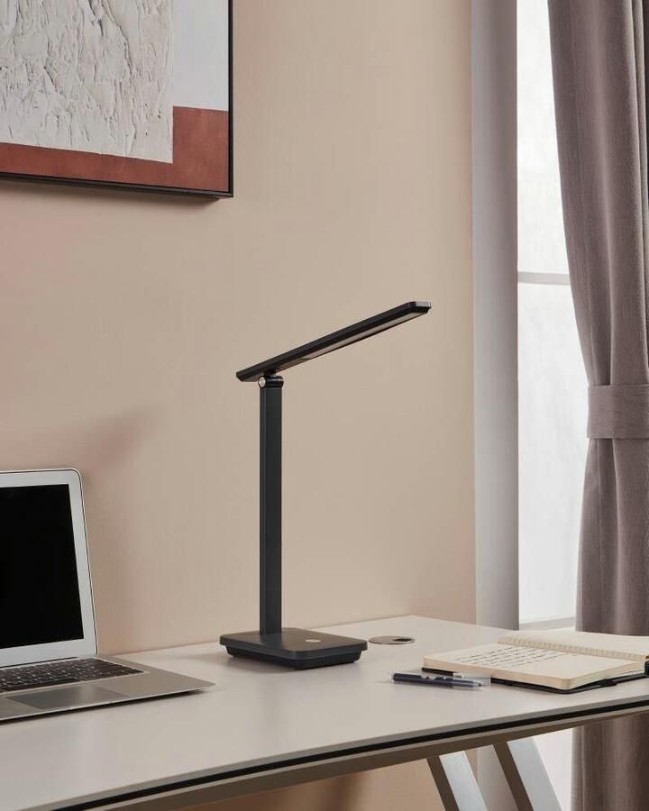 EGLO Tafellamp INIESTA LED Tafellamp Touchsensor dimbaar USB Nachttafellamp touch dimbaar USB-oplaadfunctie grijs en zwart (1 stuk) - Foto 3