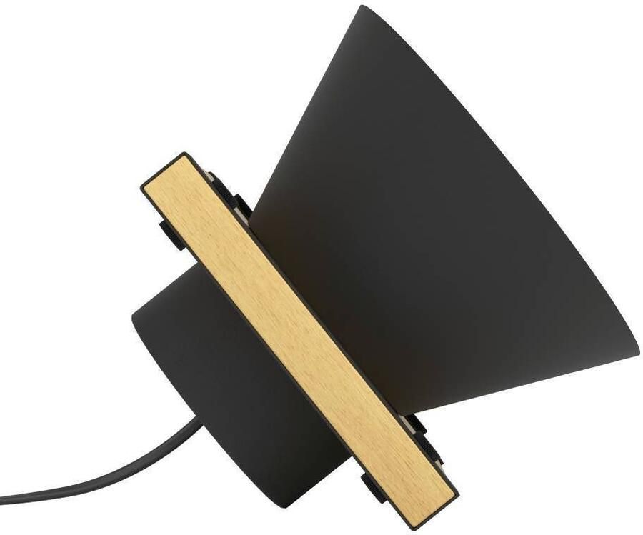 EGLO Tafellamp MACCLES Tischlampe Stahl und Holz Nachttischlampe Flurlampe Lampe Nachttafellamp tafellamp van metaal in zwart hout woonkamer (1 stuk) - Foto 2