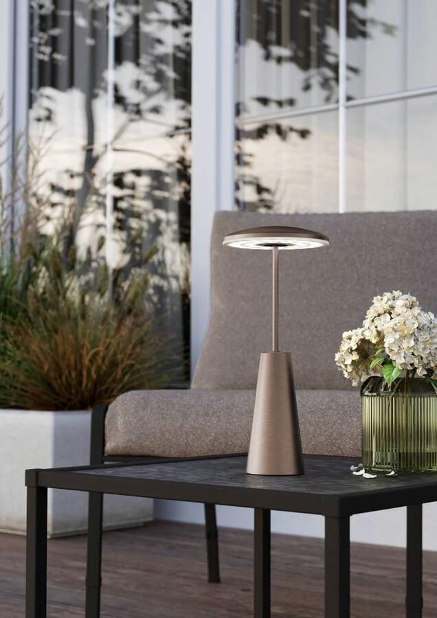 EGLO Tafellamp Piccola dimmbare nachttafellamp metaal in brons lamp voor balkon ip54 (1 stuk) - Foto 5