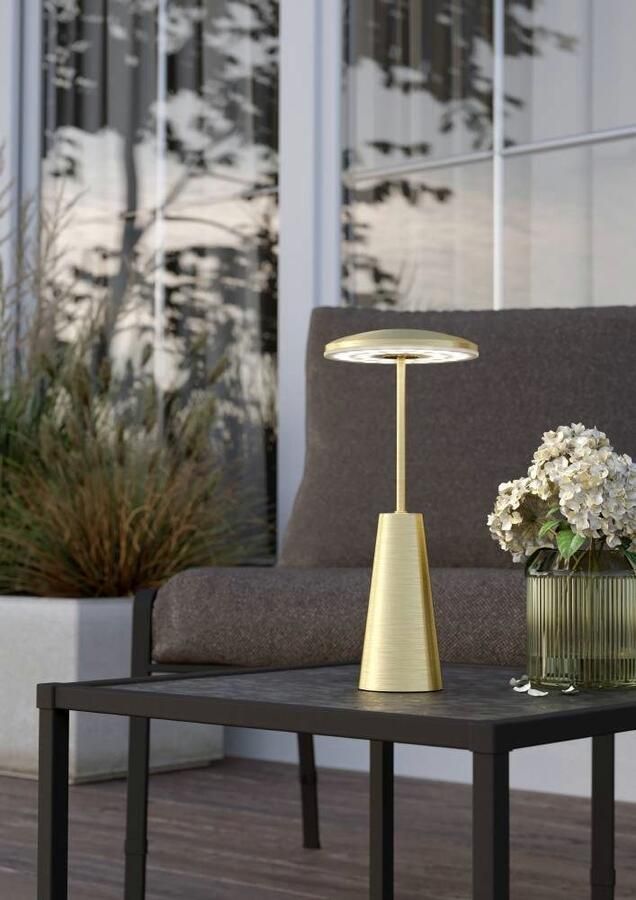 EGLO Tafellamp Piccola dimmbare nachttafellamp metaal in messing lamp voor balkon ip54 (1 stuk) - Foto 4