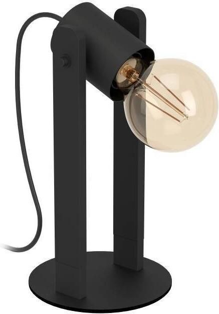 EGLO Tafellamp PLIMSOLL Tischlampe Stahl und Holz E27 Nachttischlampe Flurlampe Nachtkastlamp draaibare spots lamp woonkamer FSC100PA E27 (1 stuk) - Foto 3