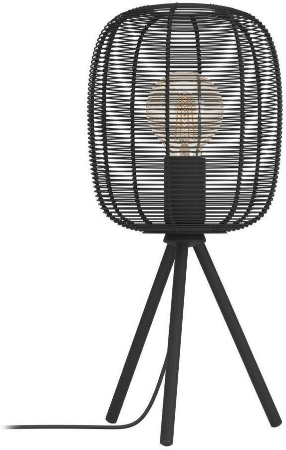 EGLO Tafellamp RINROE Tischlampe Stahl E27 IP20 Wohnzimmerlampe Flurlampe Lampe driepotige nachttafellamp tafellamp metaal in zwart (1 stuk) - Foto 2