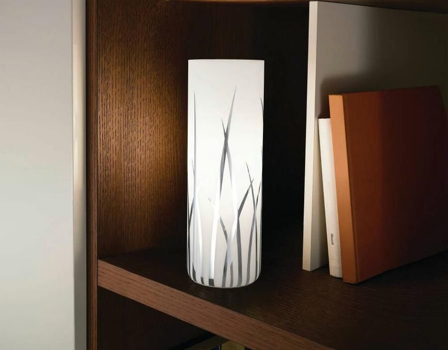 EGLO Tafellamp RIVATO tafellamp nachttafellamp glas met decor wit chroom E27 - Foto 4