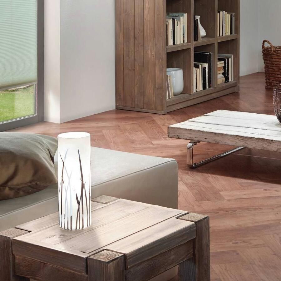 EGLO Tafellamp RIVATO tafellamp nachttafellamp glas met decor wit chroom E27