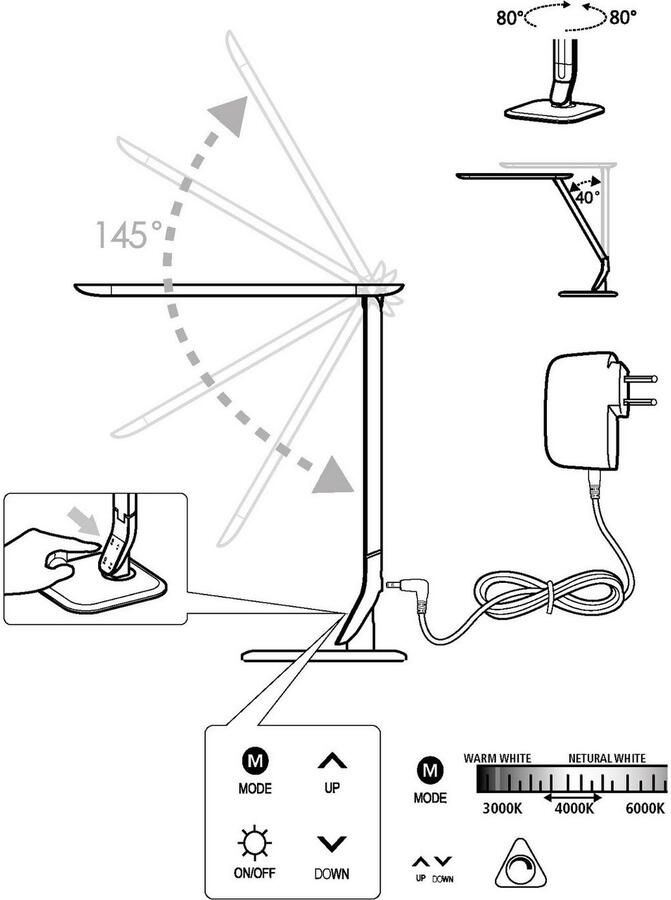 EGLO Tafellamp SELLANO Tischlampe Kunststoff und Stahl IP20 Schreibtischlampe CCT - Foto 3