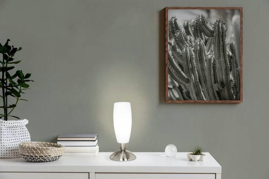 EGLO Tafellamp SLIM tafellamp nachttafellamp woonkamerlamp nikkel-mat wit - Foto 2