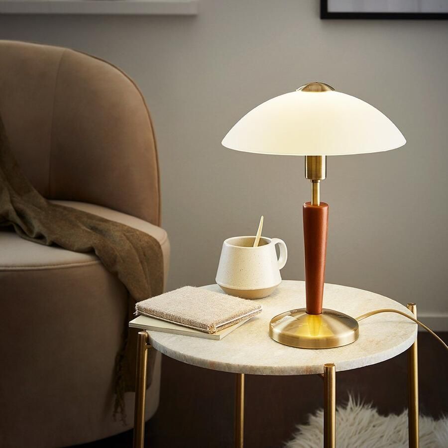 EGLO Solo 1 Tafellamp 1 Lichts- Ø260mm. Brons Noot Wit