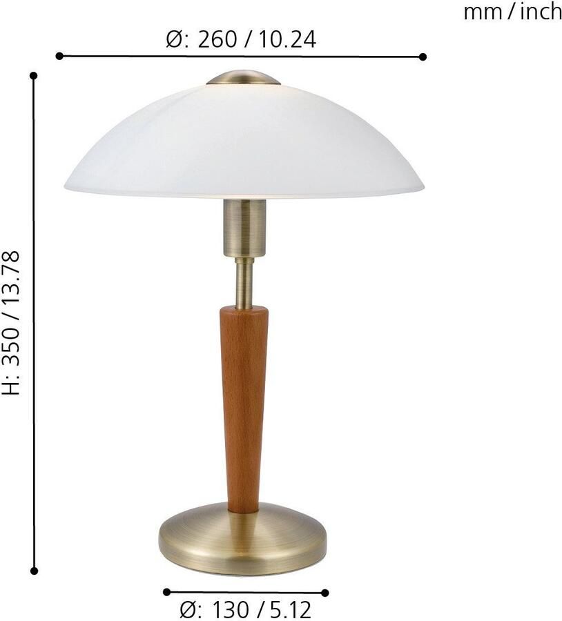 EGLO Solo 1 Tafellamp 1 Lichts- Ø260mm. Brons Noot Wit - Foto 3