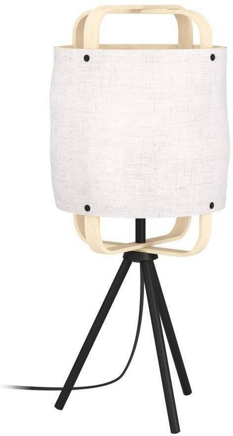 EGLO Tafellamp SURFLEET Tafellamp van hout katoen in linnen-look en metaal in zwart (1 stuk) - Foto 3