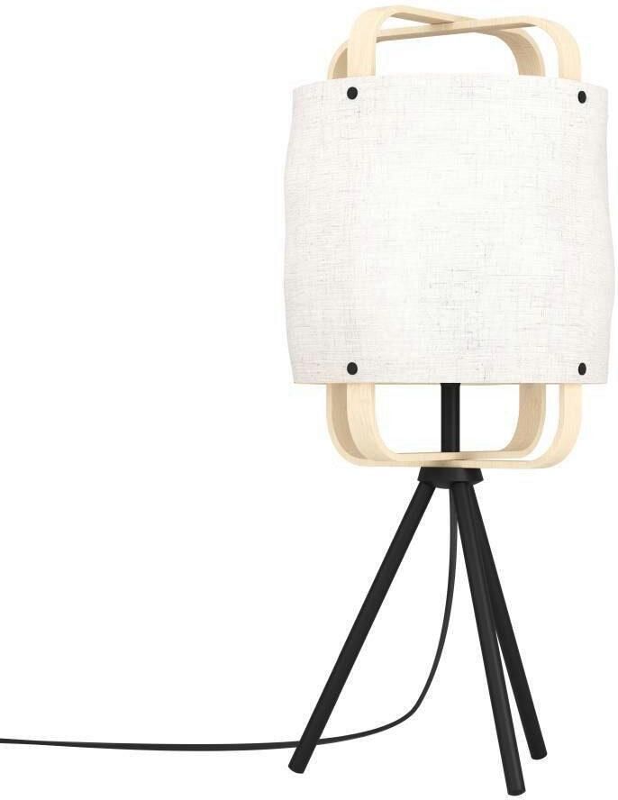 EGLO Tafellamp SURFLEET Tafellamp van hout katoen in linnen-look en metaal in zwart (1 stuk) - Foto 2