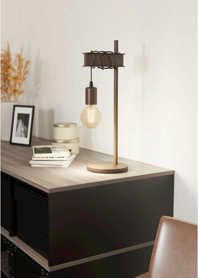 EGLO Tafellamp TOWNSHEND 4 Tafellamp in bruin en zwart van staal excl. E27 10W (1 stuk) - Foto 2