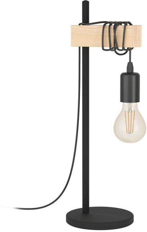 EGLO Tafellamp TOWNSHEND Tischlampe Holz Stahl Retro Industrial Wickeloptik Vintage tafellamp industrieel ontwerp retro lamp nachttafellamp (1 stuk) - Foto 2