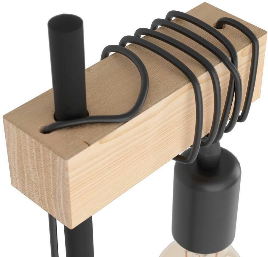 EGLO Tafellamp TOWNSHEND Tischlampe Holz Stahl Retro Industrial Wickeloptik Vintage tafellamp industrieel ontwerp retro lamp nachttafellamp (1 stuk)