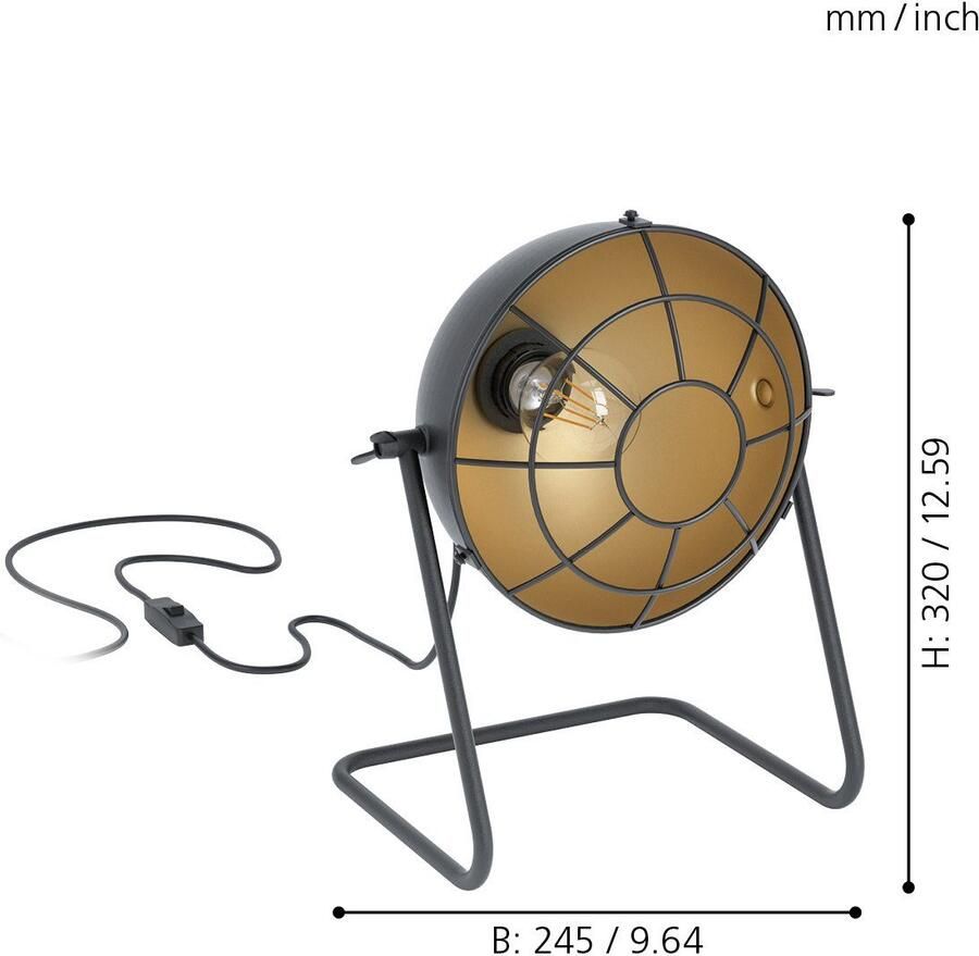 EGLO tafellamp Treburley zwart goud Leen Bakker