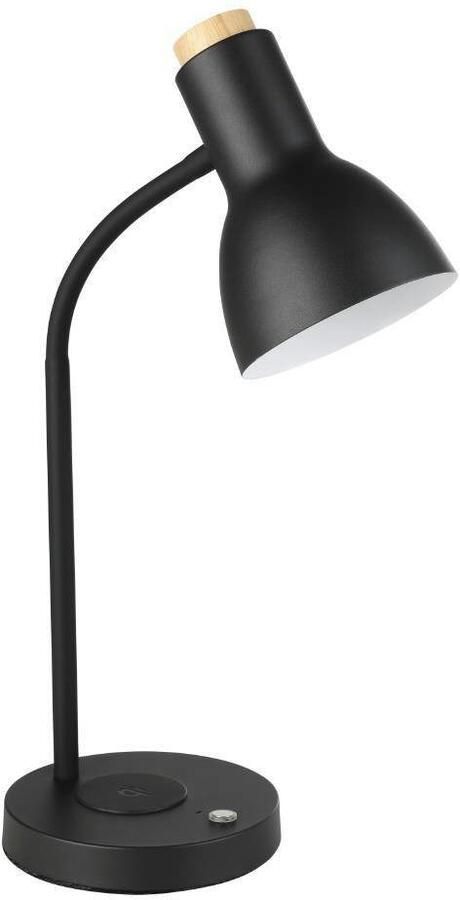 EGLO Tafellamp VERADAL-QI Tischlampe Stahl und Holz Nachttischlampe IP20 Lampe Nachttafellamp met QI-oplaadfunctie touch dimbaar hout en metaal (1 stuk) - Foto 5