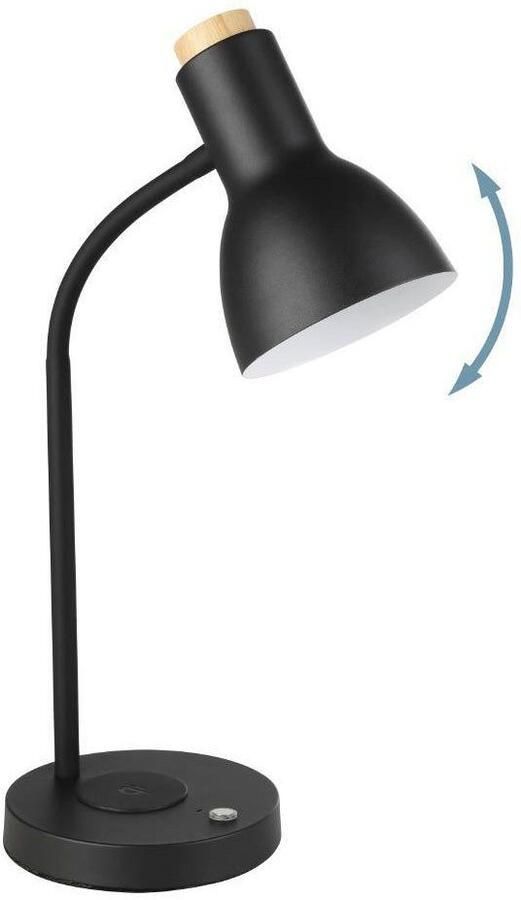 EGLO Tafellamp VERADAL-QI Tischlampe Stahl und Holz Nachttischlampe IP20 Lampe Nachttafellamp met QI-oplaadfunctie touch dimbaar hout en metaal (1 stuk) - Foto 4
