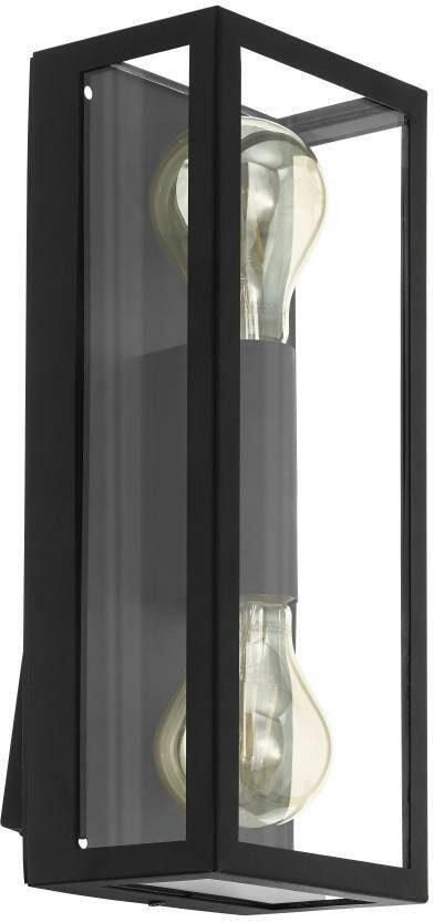 EGLO Wandlamp ALAMONTE 1 Wandlampe Stahl Glas IP44 E27 Außenlampe Garten Lampe Buitenlamp verzinkt staal in zwart glas transparant E27 IP44 (1 stuk) - Foto 4