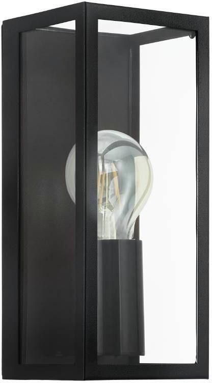 EGLO Wandlamp AMEZOLA Wandlampe Stahl und Glas Lampe E27 IP44 Schlafzimmerlampe Wandlamp industrieel staal glas zwart helder badkamer IP44 (1 stuk) - Foto 5
