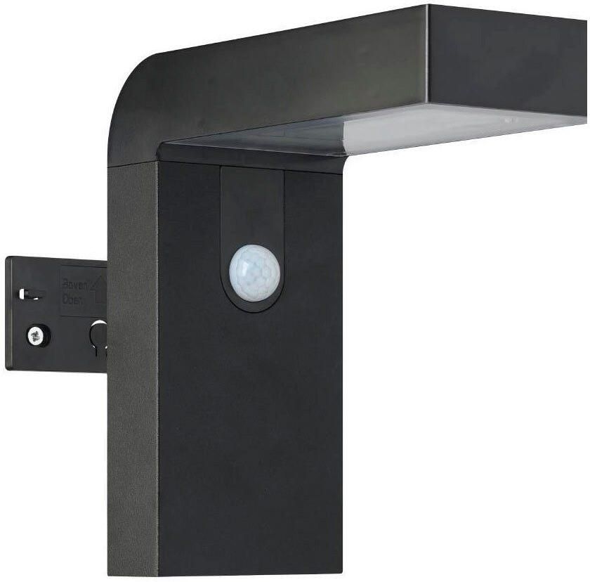 EGLO Wandlamp BARACCONI Wandlampe Alu Kunststoff IP44 Solar Außenlampe Lampe Solar lamp met bewegingssensor schemerschakelaar solar zwart IP44 (1 stuk) - Foto 2