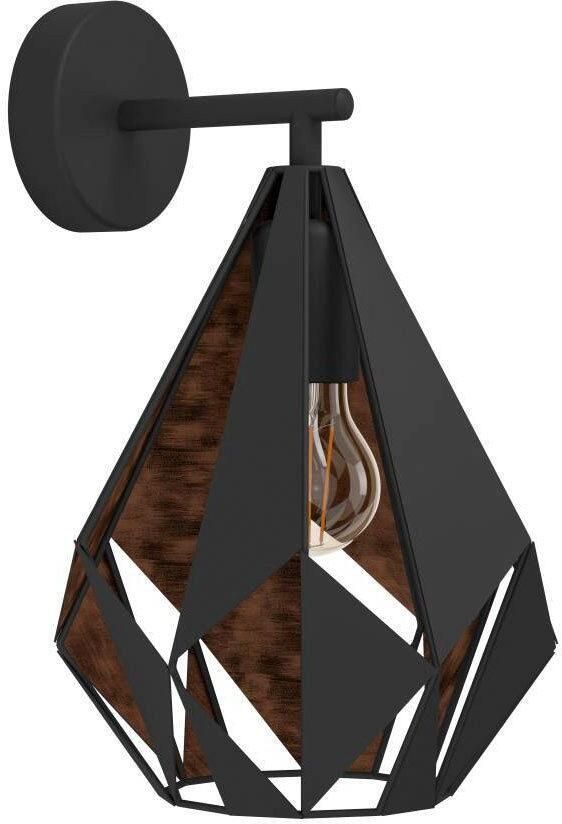 EGLO Wandlamp CARLTON 1 Vintage wandlamp wandverlichting metaal zwart koper E27 (1 stuk) - Foto 4