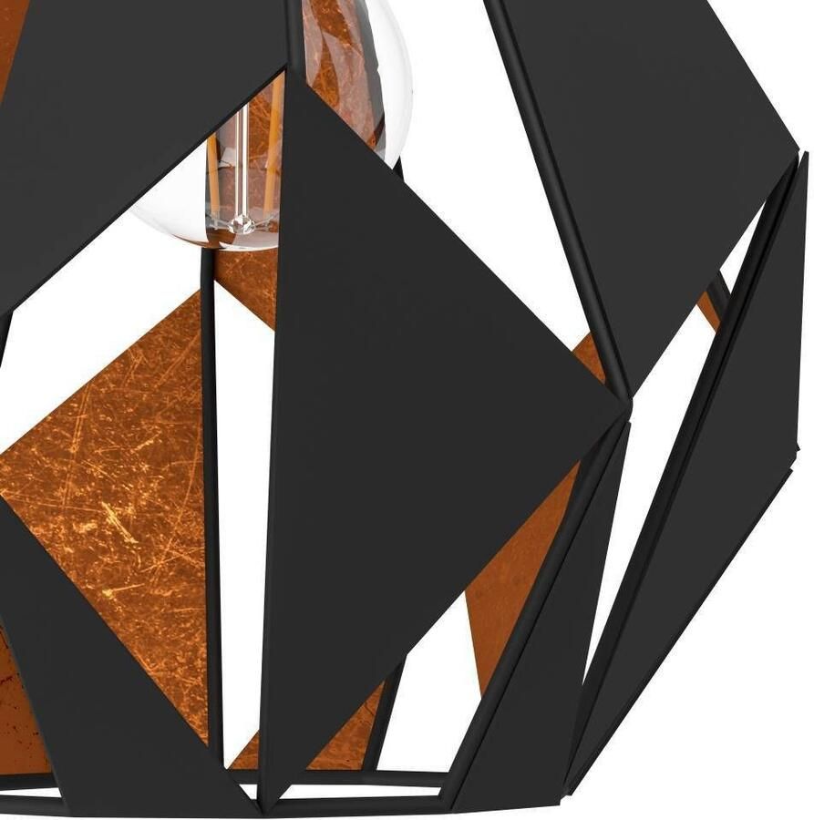 EGLO Wandlamp CARLTON 1 Vintage wandlamp wandverlichting metaal zwart koper E27 (1 stuk)