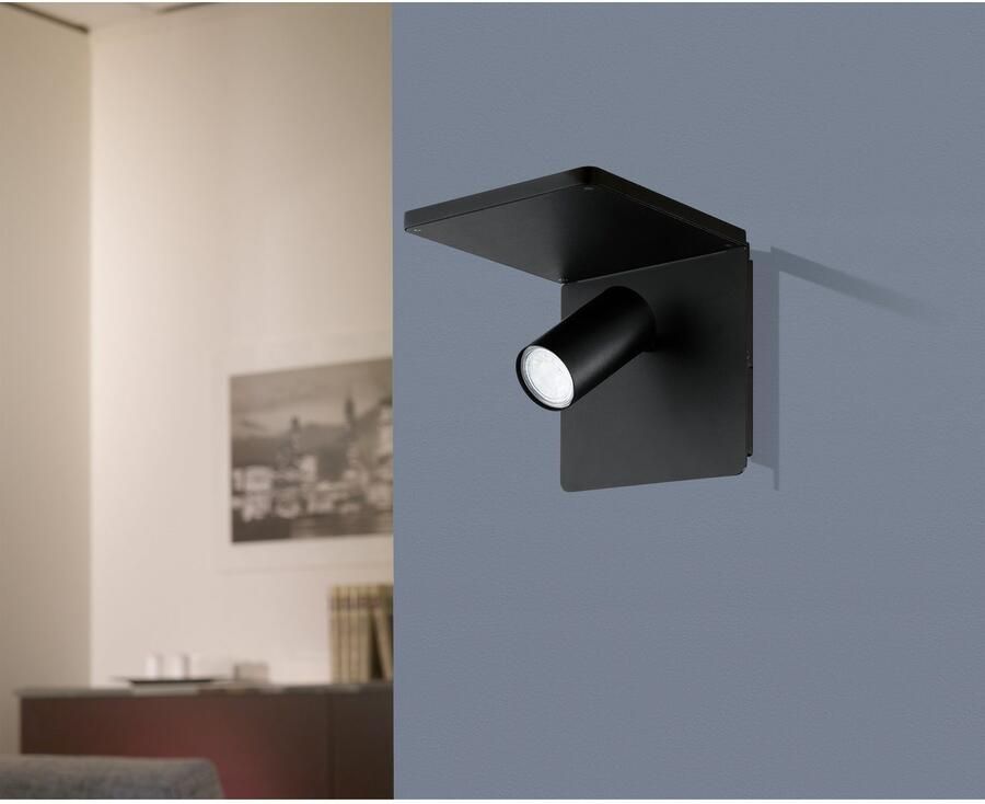 EGLO  Ciglie Wandlamp - Draadloos Telefoon opladen - Zwart - GU10 - Foto 4