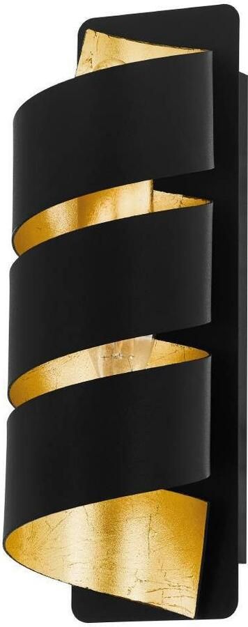 EGLO Wandlamp ELIZONDO wandlamp zwart-goud metaal excl. lichtbron E14 Wandlamp vintage metaal in zwart en goudkleur ganglamp met E14 (1 stuk) - Foto 5