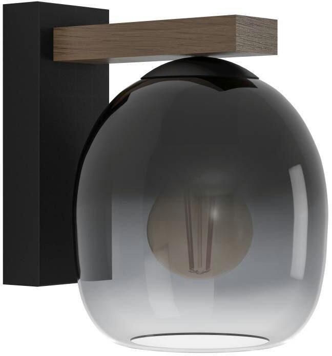EGLO Wandlamp FILAGO Wandlampe Holz Stahl und Glas E27 Wohnzimmerlampe Lampe Wandlamp voor binnen FSCM70PA ganglamp lamp wand met E27 fitting (1 stuk) - Foto 6
