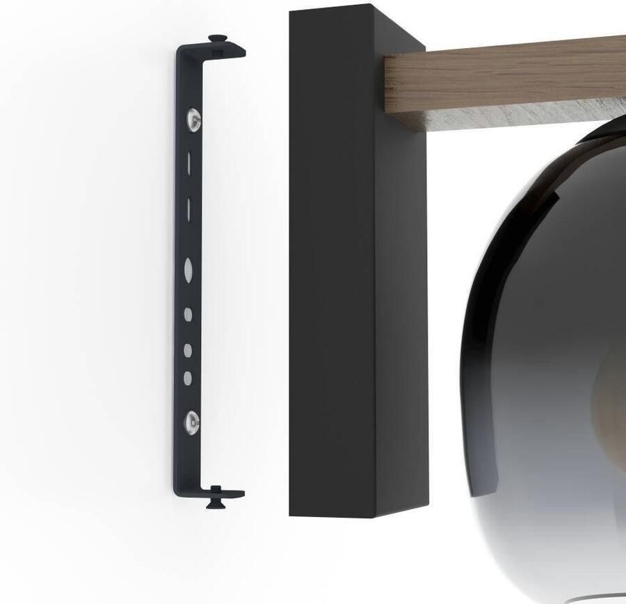 EGLO Wandlamp FILAGO Wandlampe Holz Stahl und Glas E27 Wohnzimmerlampe Lampe Wandlamp voor binnen FSCM70PA ganglamp lamp wand met E27 fitting (1 stuk) - Foto 3