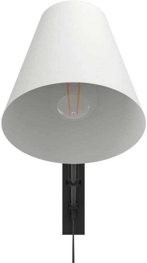 EGLO Wandlamp FORCADET Wandlamp metaal in zwart textiel in grijs leeslamp E27 fitting (1 stuk) - Foto 7