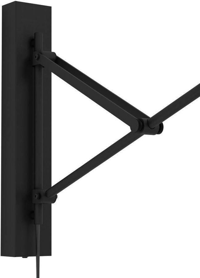 EGLO Wandlamp FORCADET Wandlamp metaal in zwart textiel in grijs leeslamp E27 fitting (1 stuk) - Foto 4