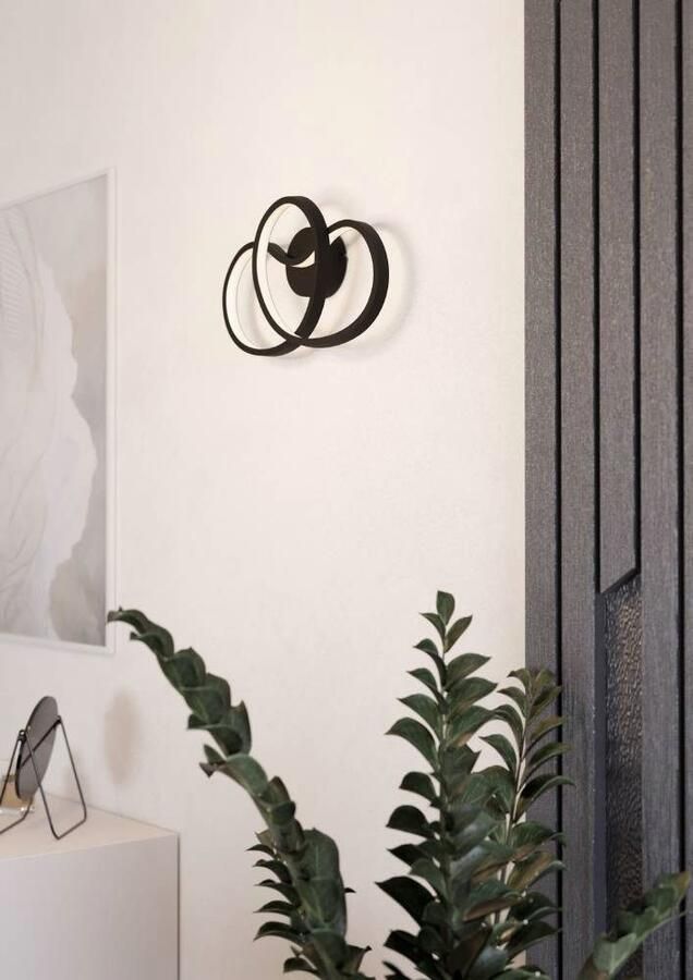 EGLO Wandlamp GIANELLA Wandlampe Alu Stahl und Kunststoff Wohnzimmerlampe Lampe Wandlamp wandverlichting metaal in zwart gang woonkamer lamp (1 stuk) - Foto 5