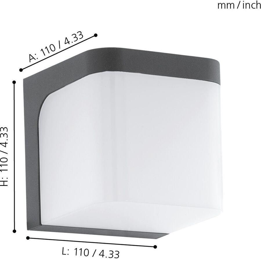 EGLO Wandlamp JORBA LED Wandlamp gegoten aluminium en kunststof IP44 buitenlamp lamp (1 stuk)