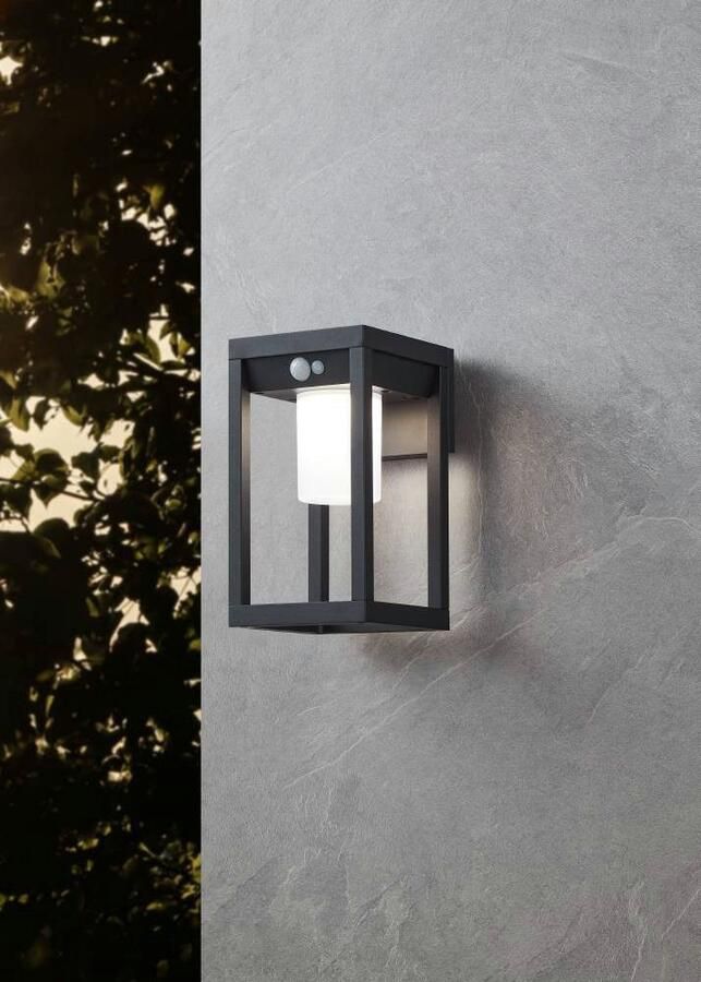 EGLO Wandlamp MARTANO Wandlampe Alu und Kunststoff Außenlampe IP44 Solar Lampe Buitenlamp met bewegingssensor zwart wit buiten-zonne lamp IP44 (1 stuk) - Foto 4