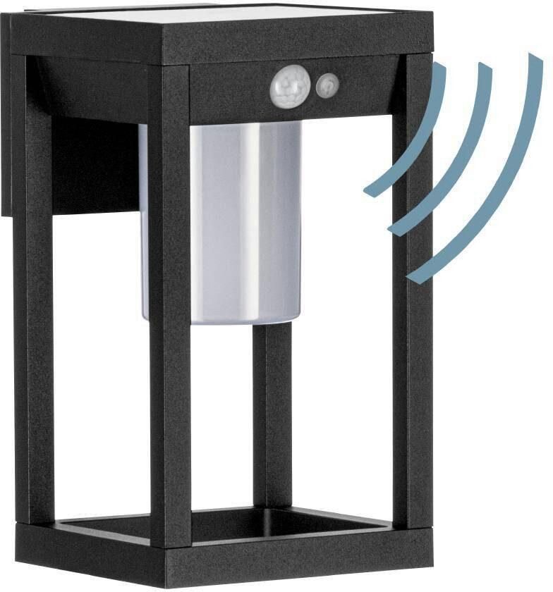 EGLO Wandlamp MARTANO Wandlampe Alu und Kunststoff Außenlampe IP44 Solar Lampe Buitenlamp met bewegingssensor zwart wit buiten-zonne lamp IP44 (1 stuk)