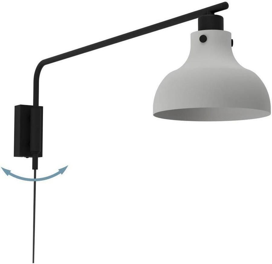 EGLO Wandlamp MATLOCK Wandlamp met draaibare arm van metaal in grijs en zwart E27 fitting (1 stuk)