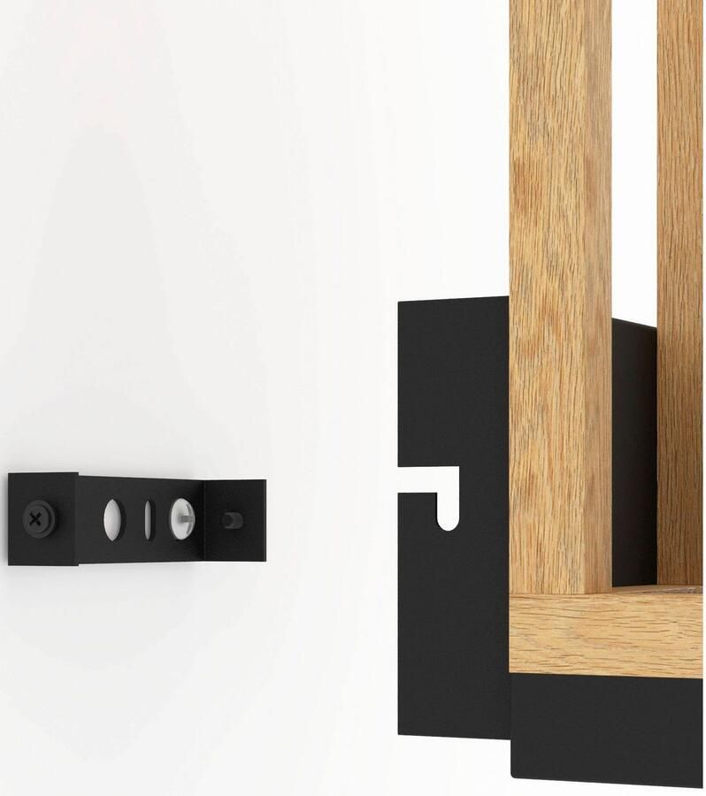 EGLO Wandlamp NAFFERTON Wandlampe Vintage Stahl und Holz Wohnzimmerlampe Lampe Plafondlamp in zwart en bruin van staal hout excl. E27 40W (1 stuk) - Foto 2