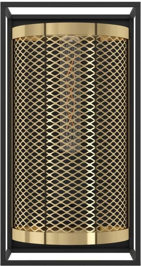 EGLO Wandlamp NOHALES Wandlampe Stahl E27 Vintage Wohnzimmerlampe Flurlampe Wandlamp voor binnen ganglamp industrieel metaal zwart messing (1 stuk) - Foto 3