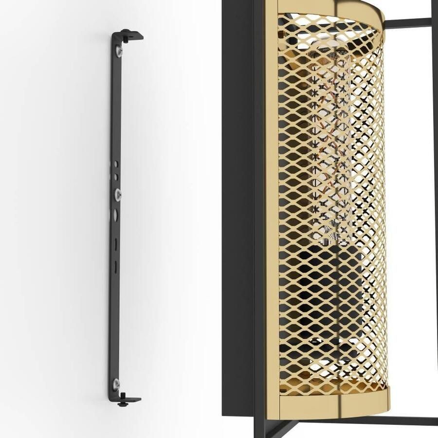 EGLO Wandlamp NOHALES Wandlampe Stahl E27 Vintage Wohnzimmerlampe Flurlampe Wandlamp voor binnen ganglamp industrieel metaal zwart messing (1 stuk)