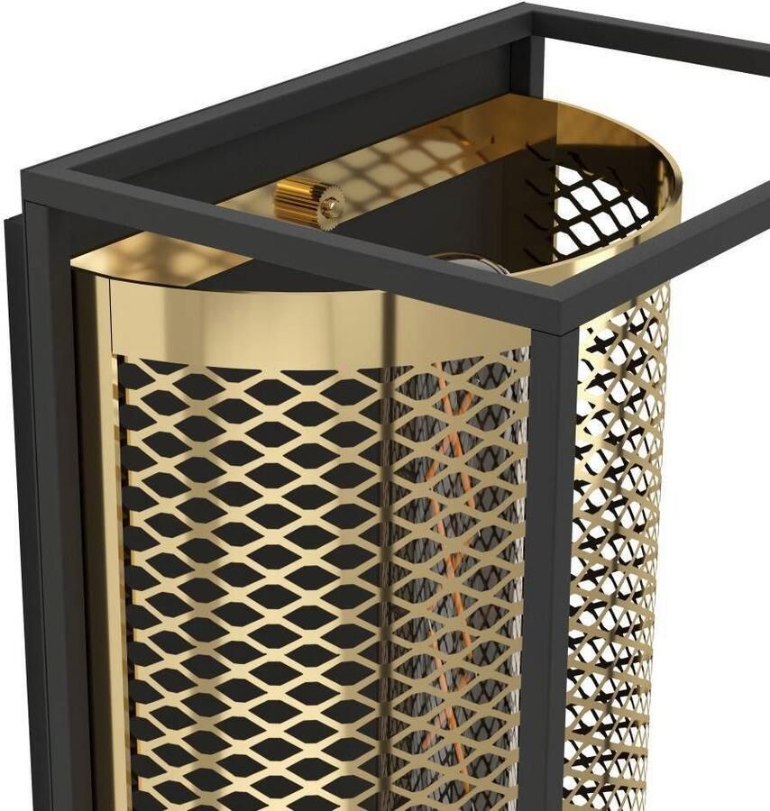 EGLO Wandlamp NOHALES Wandlampe Stahl E27 Vintage Wohnzimmerlampe Flurlampe Wandlamp voor binnen ganglamp industrieel metaal zwart messing (1 stuk) - Foto 2