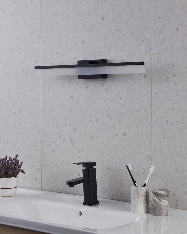 EGLO Wandlamp PALMITAL Wandlampe Alu Stahl und Kunststoff Spiegellampe Bad Lampe Bad-spiegel lamp zwart metaal en satijn kunststof IP44 (1 stuk) - Foto 3