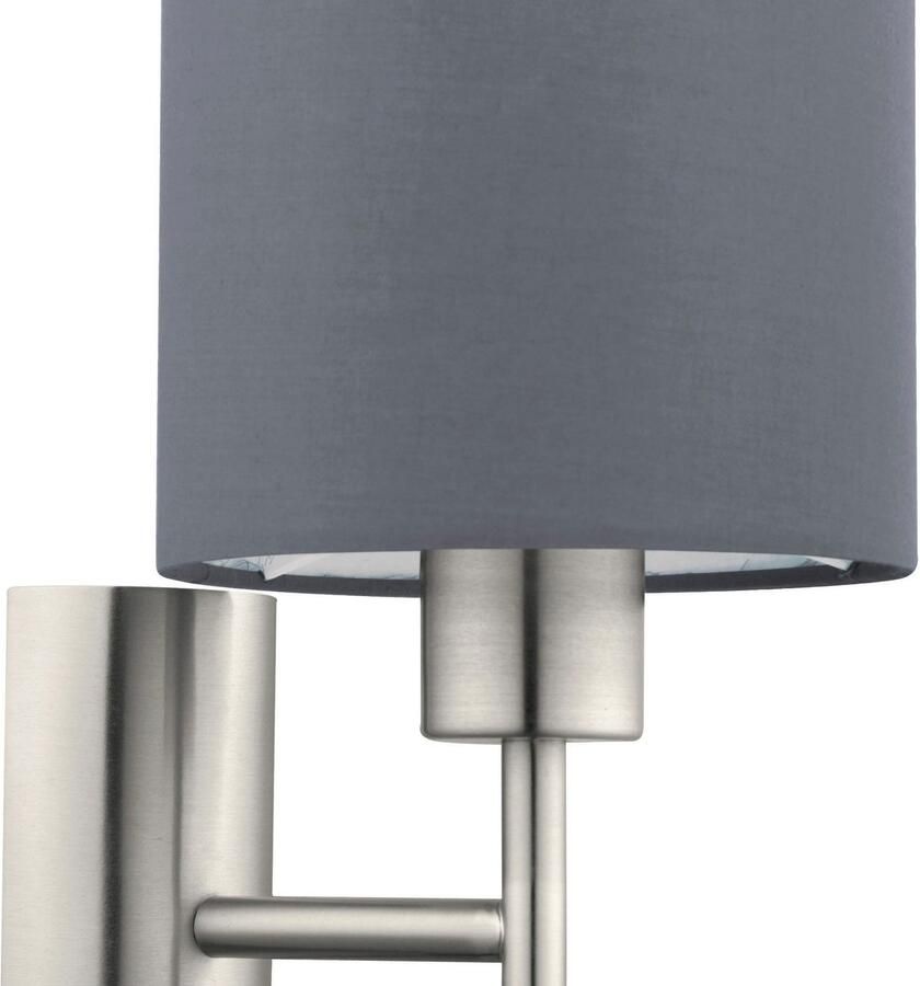 EGLO Wandlamp PASTERI Wandlampe Stahl und Textil E27 Schlafzimmerlampe Lampe