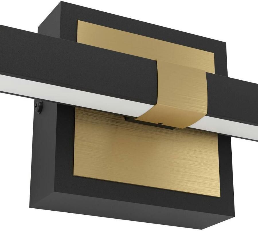 EGLO Wandlamp PEGUERA Spiegellamp badkamer metaal zwart en messing IP44 80 cm (1 stuk)