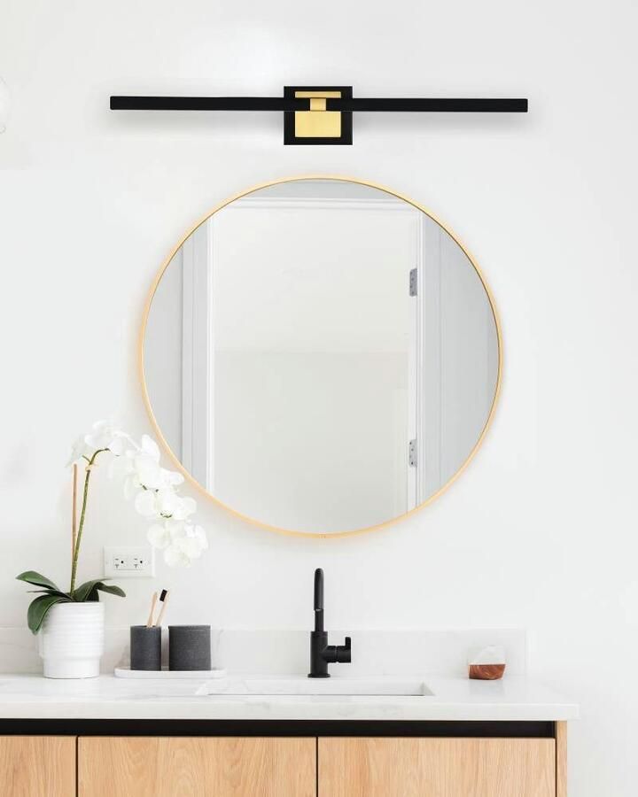 EGLO Wandlamp PEGUERA Spiegellamp badkamer metaal zwart en messing IP44 80 cm (1 stuk) - Foto 2