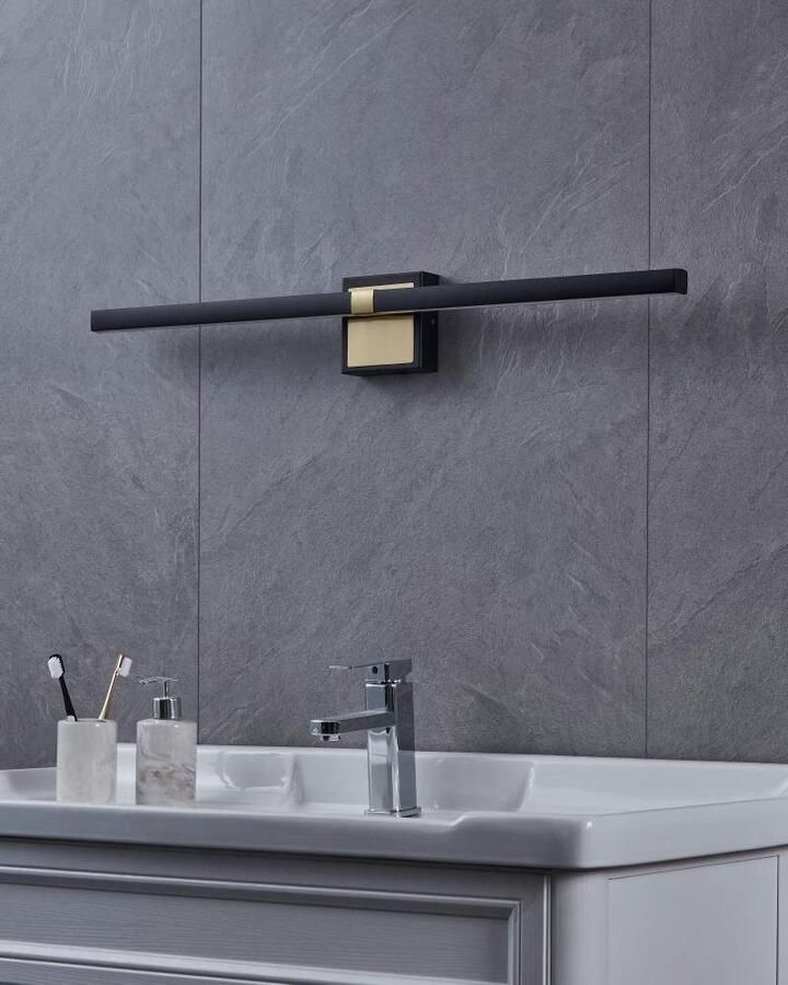 EGLO Wandlamp PEGUERA Spiegellamp badkamer metaal zwart en messing IP44 80 cm (1 stuk) - Foto 3