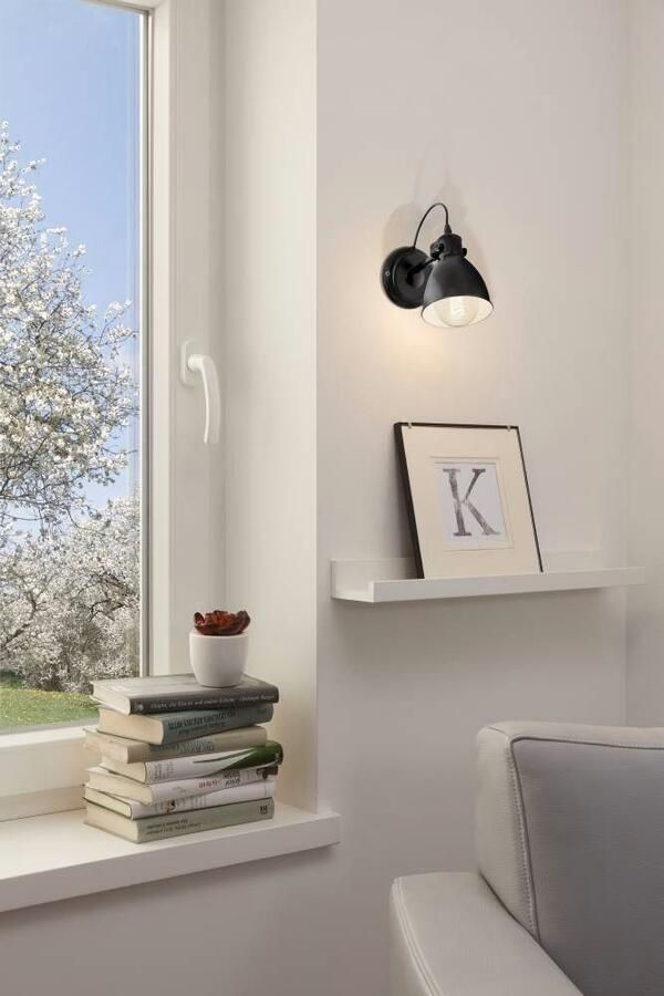 EGLO Wandlamp PRIDDY wandlamp staal zwart E27 industrieel Woonkamerlamp eettafellamp 1 lamps retro vintage 21 5x20cm - Foto 7