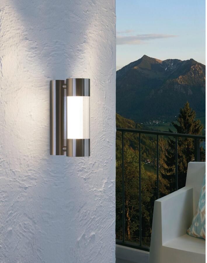 EGLO Wandlamp ROBLEDO Wandlampe Edelstahl und Kunststoff IP44 Außenlampe Lampe (1 stuk)