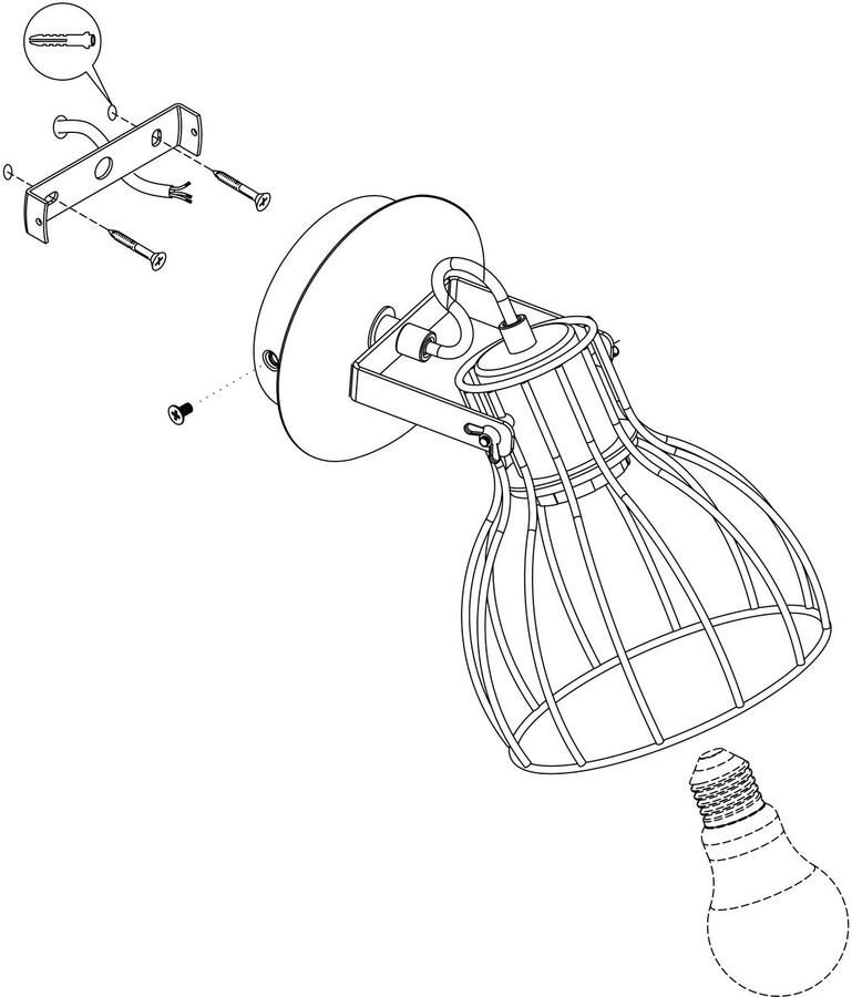 EGLO Wandlamp SAMBATELLO Vintage wandlamp in retro look staal bruin fitting: E27 - Foto 4