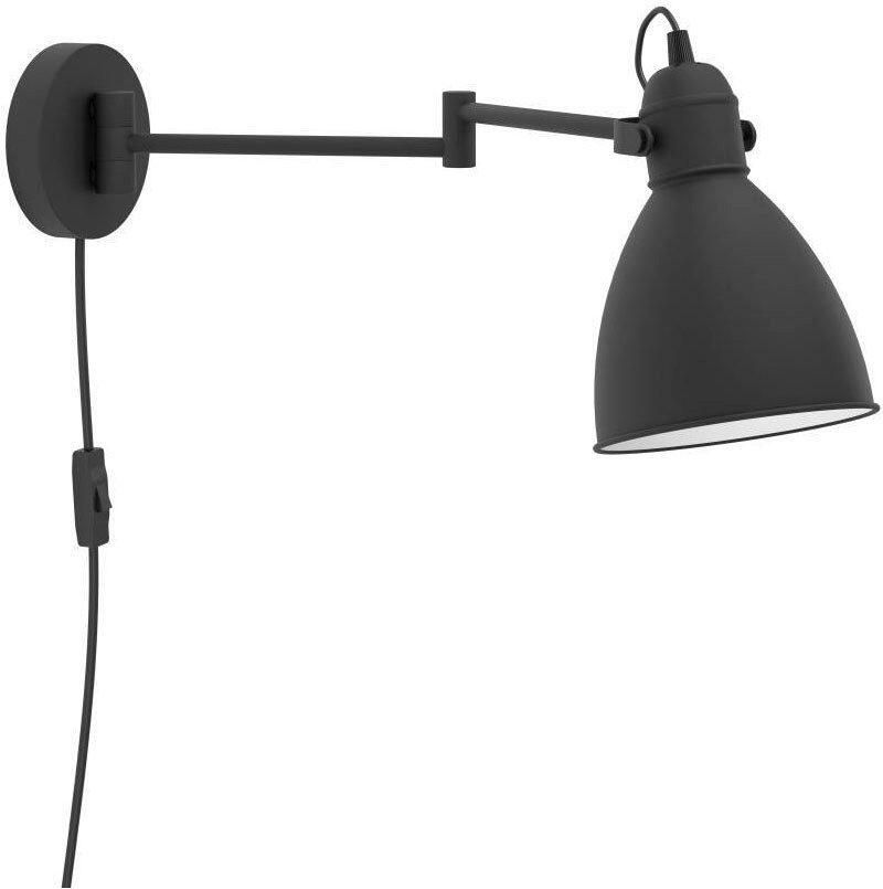 EGLO Wandlamp SAN PERI Wandlampe Stahl E27 IP20 Schlafzimmerlampe Bürolampe Wandlamp van metaal in zwart lamp met schakelaar E27 fitting (1 stuk) - Foto 6